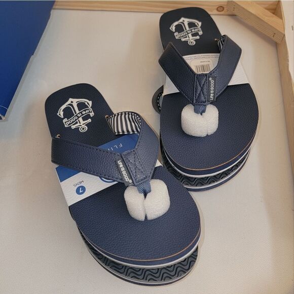 Life Is Good Blue w Nautical Anchor Sandals • Texture Sole • NEW • Sizes 7 8 9 - Picture 12 of 15